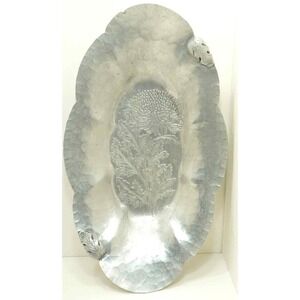 Hand Wrought Hammered Aluminum Tray‎ 13" Continental Trade Mark Silverlook 572